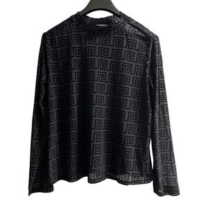 Jolie & Joy Top Womens 2X Black Sheer Mesh Velvet Burnout Geometric Goth Grunge